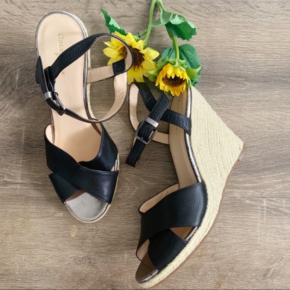 Cole Haan Shoes - Cole Haan Black Hart Woven Espadrille Wedges